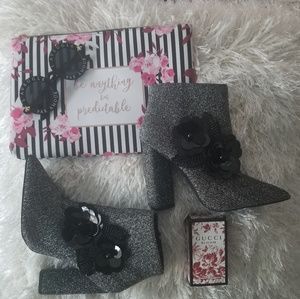 Silver & Black Booties / Ankle Boots - SIZE 8